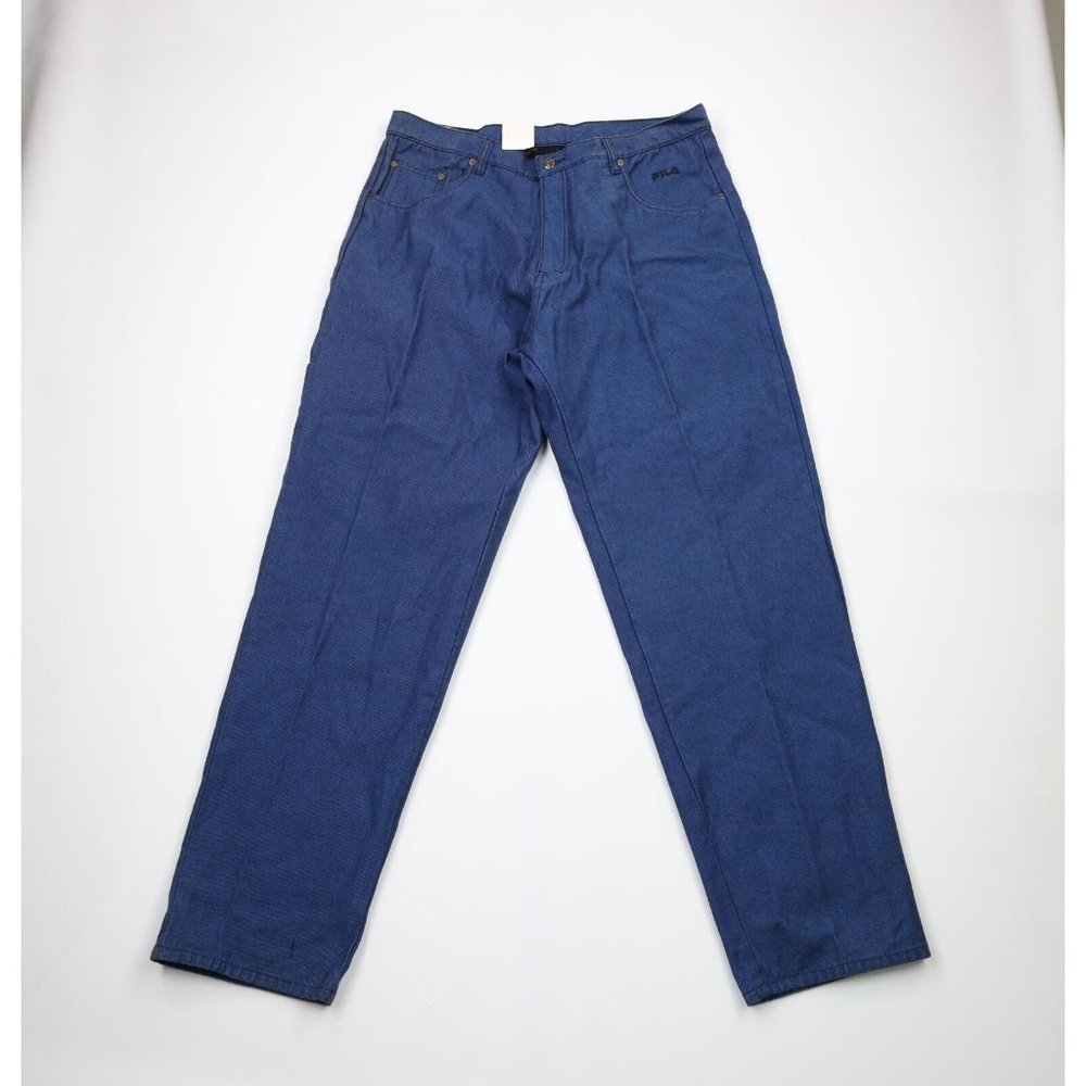 NOS Vintage 90s FILA Mens 38x34 Spell Out Hip Hop Baggy Loose Fit Wide Leg Jeans